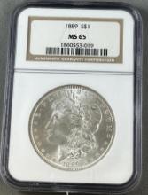 1889 Morgan Silver Dollar in MS65 NGC Holder