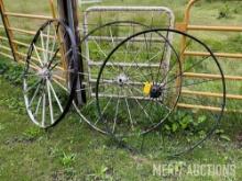 (3) steel wagon wheels