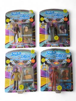 Four vintage Playmates Star Trek TNG action figures