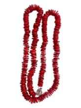 STERLING SILVER CORAL NATIVE AMERICAN VINTAGE NECKLACE