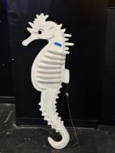 LARGE WHITE WOODEN SEAHORSE