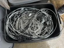 LOT - ASSORTED STEEL SAFETY CABLE, HARDWARE & MORE - IN BIN