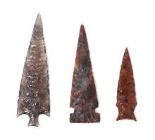 Three Large Stone Arrowheads