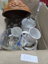 Box of misc dishes