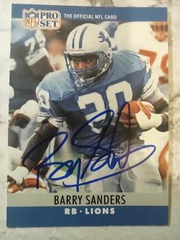 Hand Signed Barry Sander Card W/ COA