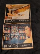 x2 "Beacon" Akron beacon journal lot 1970 - ; deft touch creates painting/ stained glass for poor