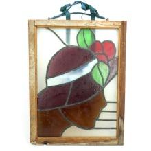 Large Vintage Leaded Glass Window Panel