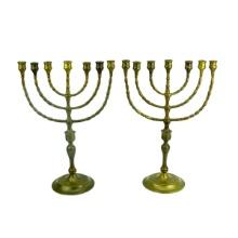 Pair of Vintage Judaica Menorahs / Candle Holders