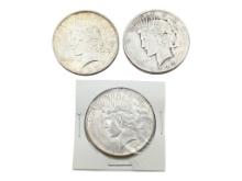 Lot of 3 Peace Dollars - 1923, 1922-S & 1922-S
