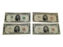 Lot of 4 - $5 US Banknotes