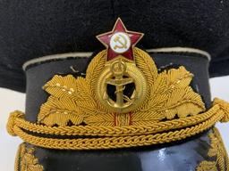 USSR SOVIET RUSSIAN NAVY ADMIRAL BLACK TOP VISOR HAT