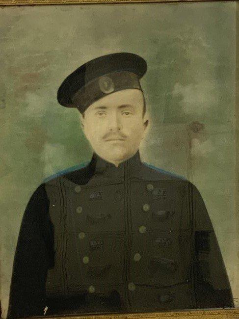 ANTIQUE IMPERIAL RUSSIAN SOLDIER OIL ON CANVAS FRAMED PORTRAIT