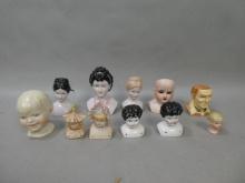 Lot 11 Assorted Vintage Porcelain Pottery & Bisque Doll Heads