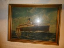 Antique Fred Hoertz Moore-McCormack Lines Cruise Ship Print