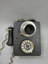 Antique Automatic Electric Model 3C Wooden Rotary Dial Wall Phone