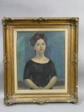 Vintage Unsigned Portrait of Woman Oil Painting