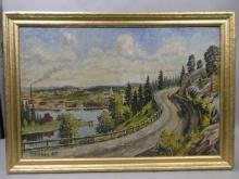 1947 J Nordeen Mountain Road Before Town Oil Painting