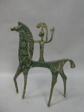 Mid-Century Bronze w/ Patina Greek Etruscan Rider on Horse