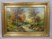 Signed Daver Vintage Brook Meadows Oil Painting