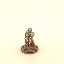 Vintage Sterling Charm w/Red Beads