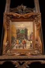 Oil Painting of City Street in Frame 1
