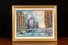 Vintage North State/Marina City Chicago Illustration Print; Signed and Numbered 283/500