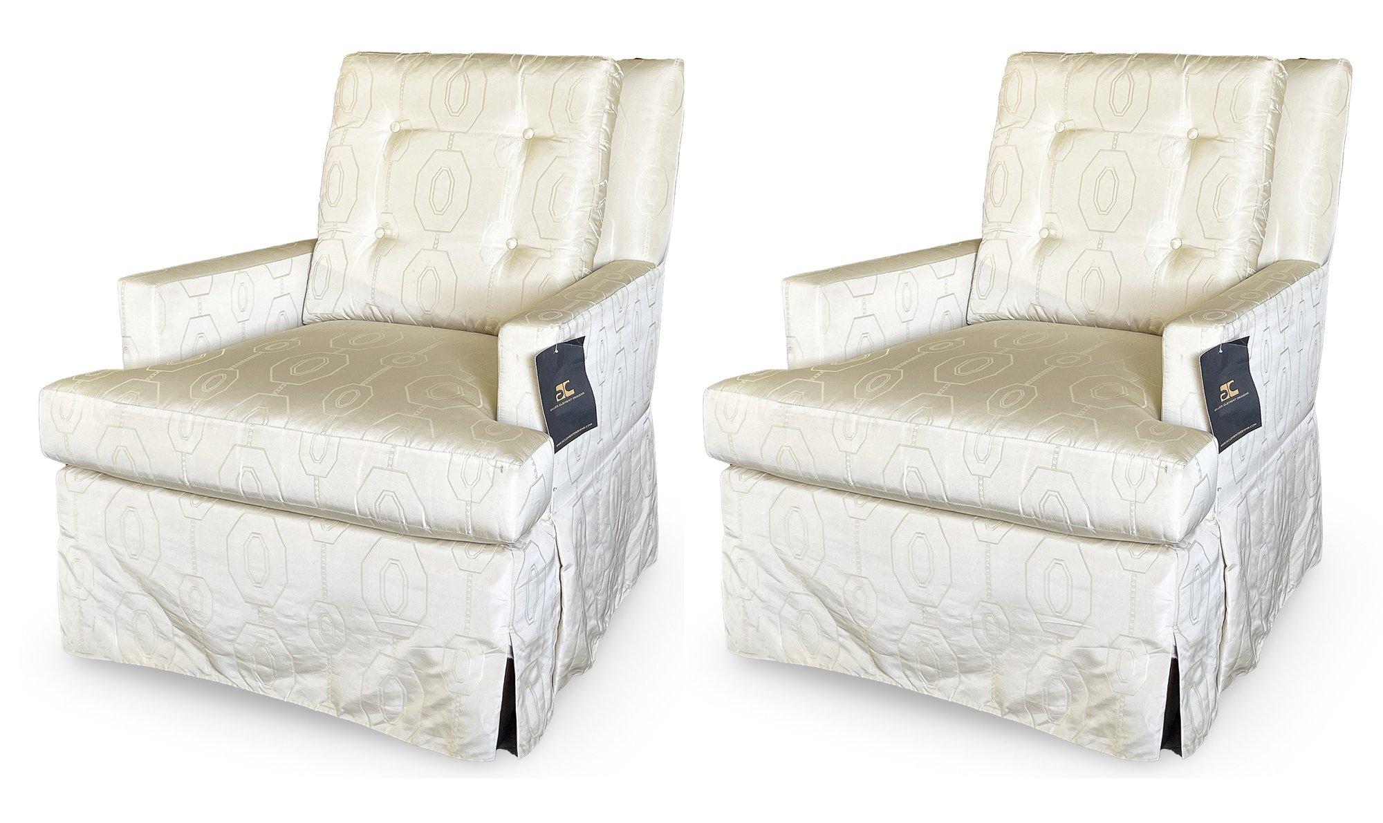 TCS Designs Upholstered In Kravet Couture Silk Fabric Side Chairs