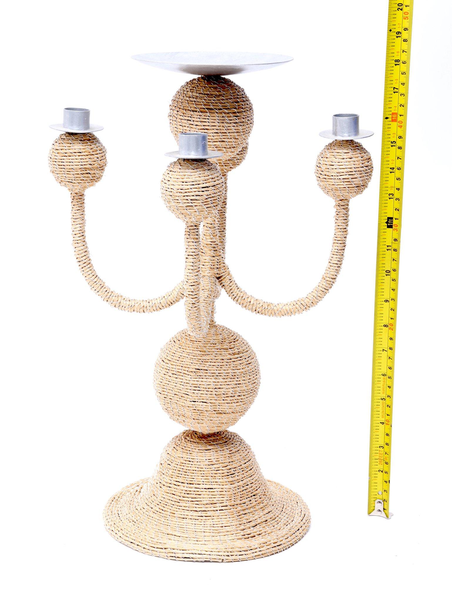 4 arm natural wicker Candelabra