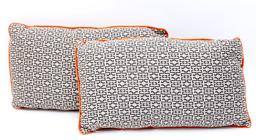 Square Feathers White And Black Pillows With Orange Trim