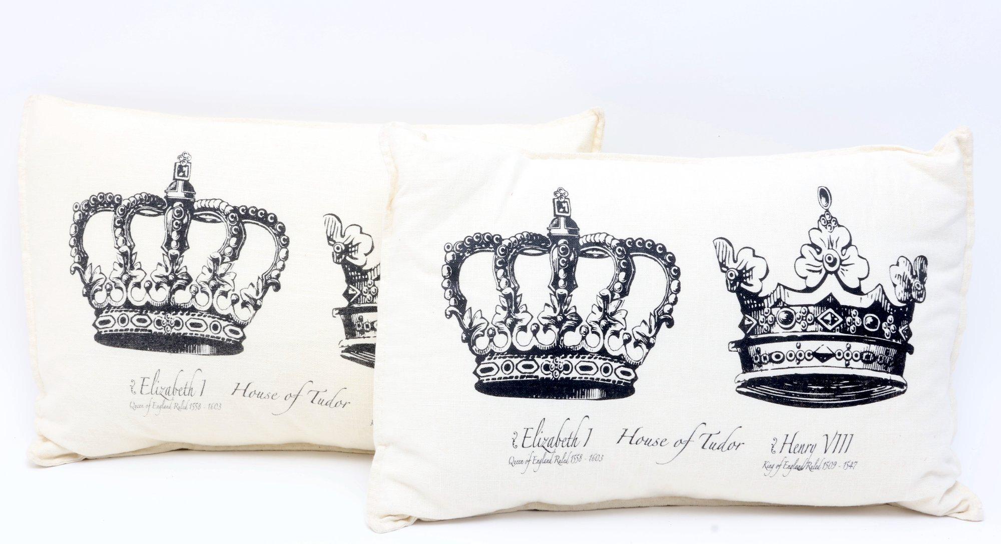 Square Feathers White And Black Crown Pillows