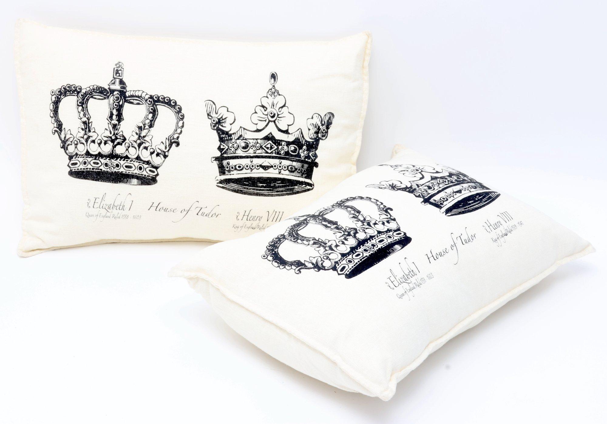 Square Feathers White And Black Crown Pillows