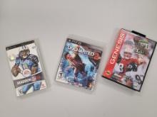 Mixed Video Games: PSP Madden 08, PS3 Uncharted 2, Sega Genesis NFL