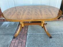 English Exotic Wood Dining Table With Butterfly Leaf