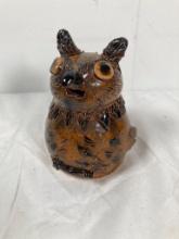 Folk Art Pottery Owl Vicki Miller Greer Signed