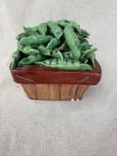 Vintage Ceramic Peas in Pod in Basket