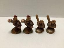 Four Tim Wolfe Mini Baseball Tortoise Sculptures