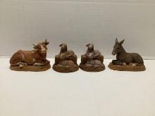 Four Tim Wolfe Nativity Scene Animal Sculptures