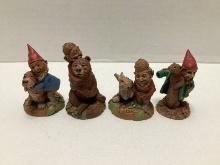 Four Tim Wolfe Gnome and Animal Sculptures