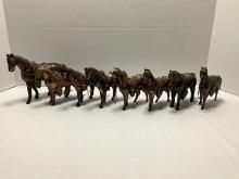 Eight Metal Horse Figures