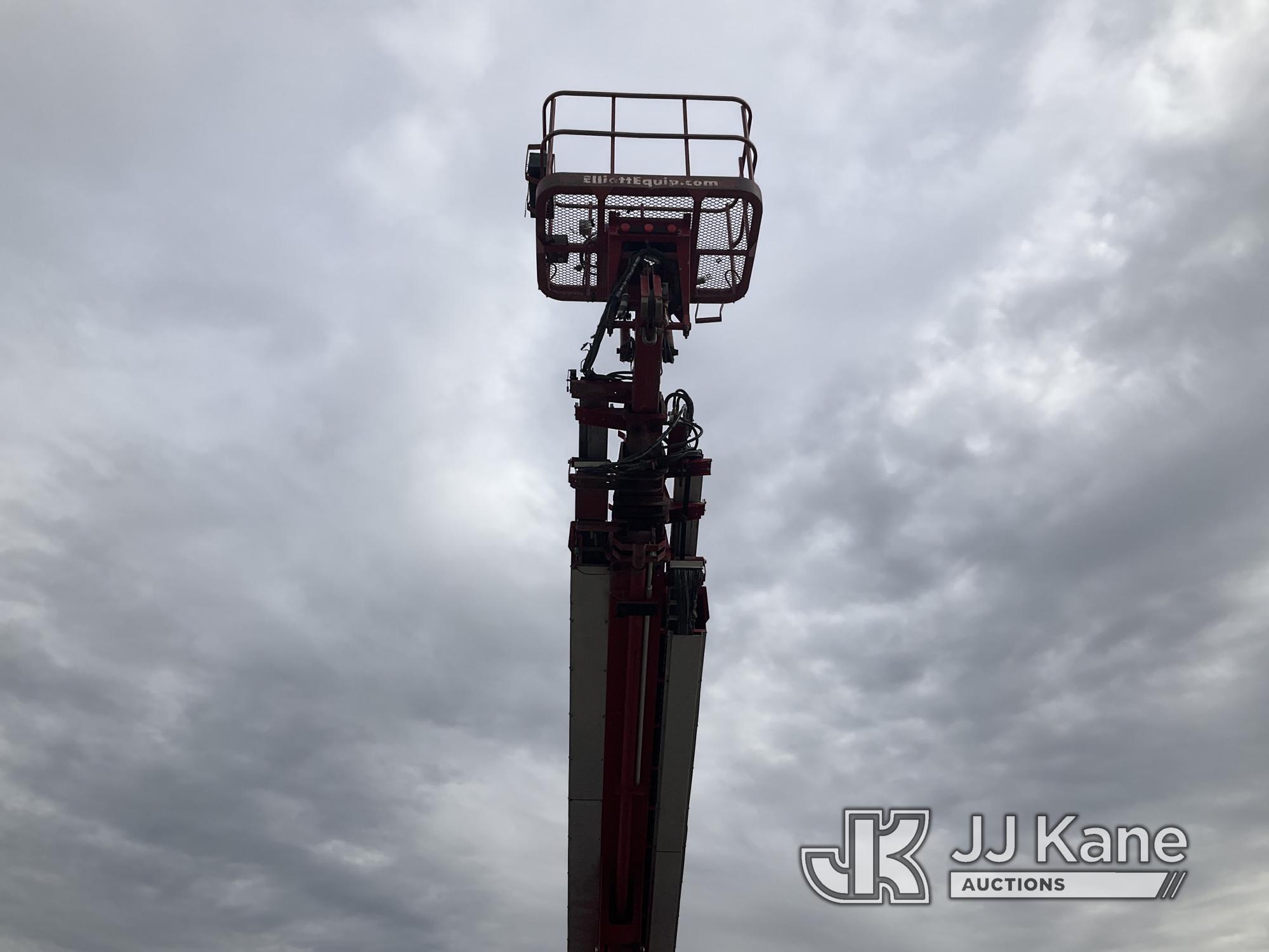 (Kansas City, MO) Elliott H110F, Telescopic Non-Insulated Sign Crane/Platform Lift mounted behind ca