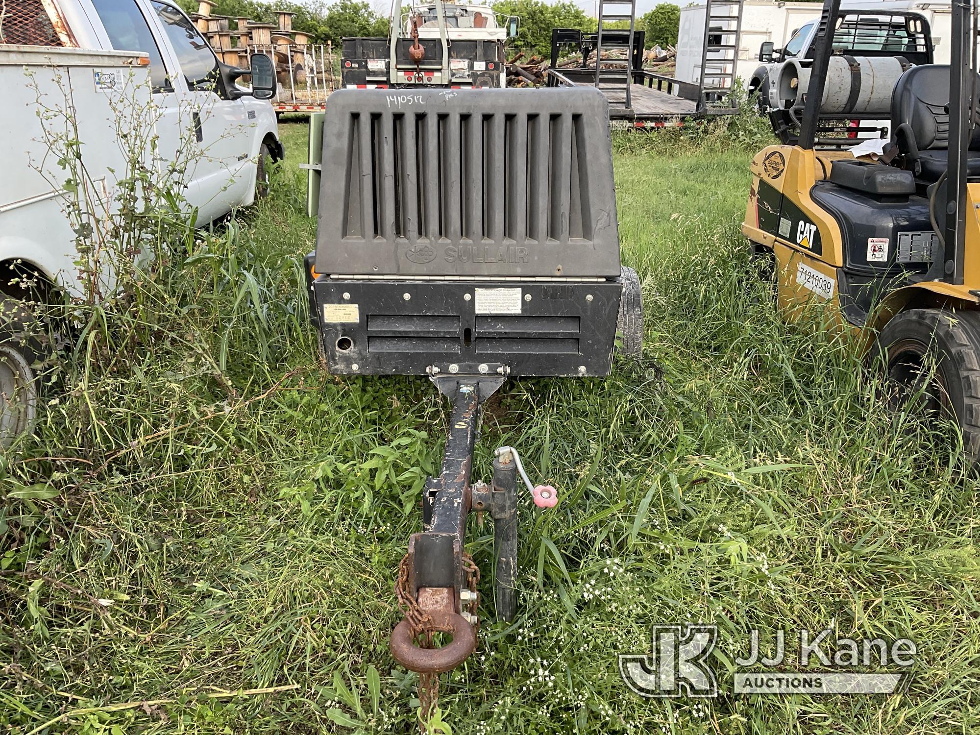 (San Antonio, TX) 2015 Sullair 185 Portable Air Compressor, trailer mtd No Title) (Jump to Start, Ru