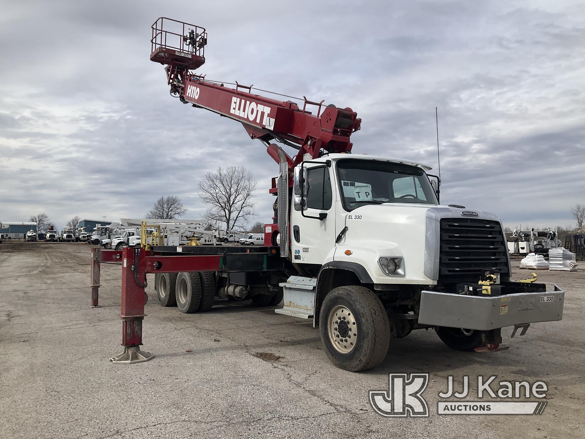 (Kansas City, MO) Elliott H110F, Telescopic Non-Insulated Sign Crane/Platform Lift mounted behind ca