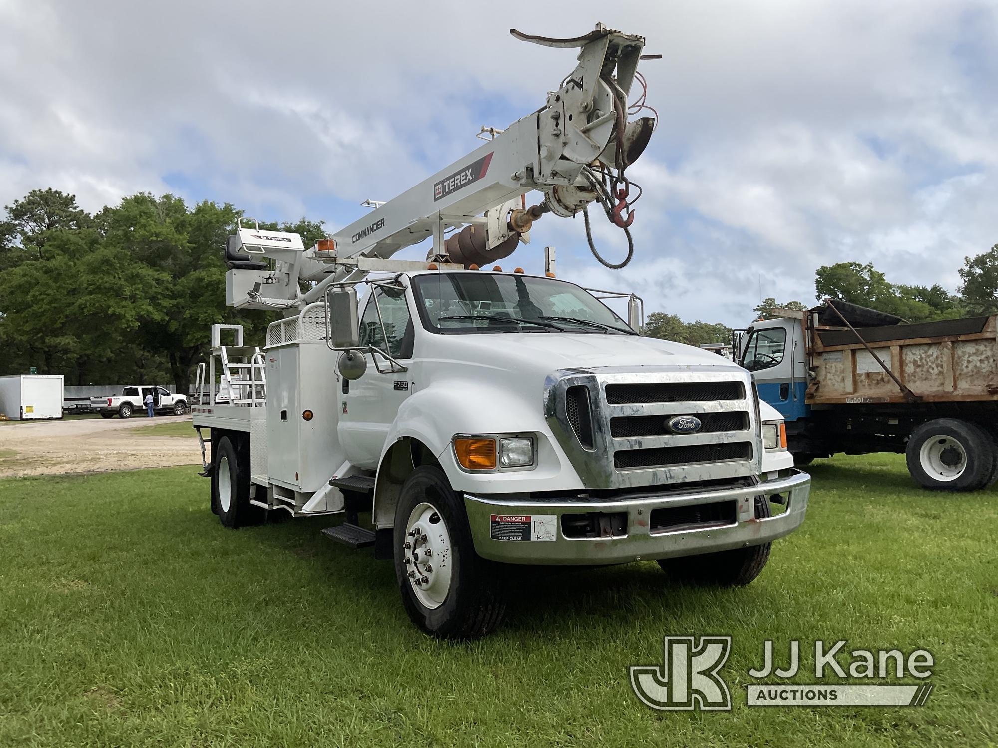 (Livingston, TX) Terex/Telelect Commander 4047, Digger Derrick rear mounted on 2008 Ford F750 Flatbe