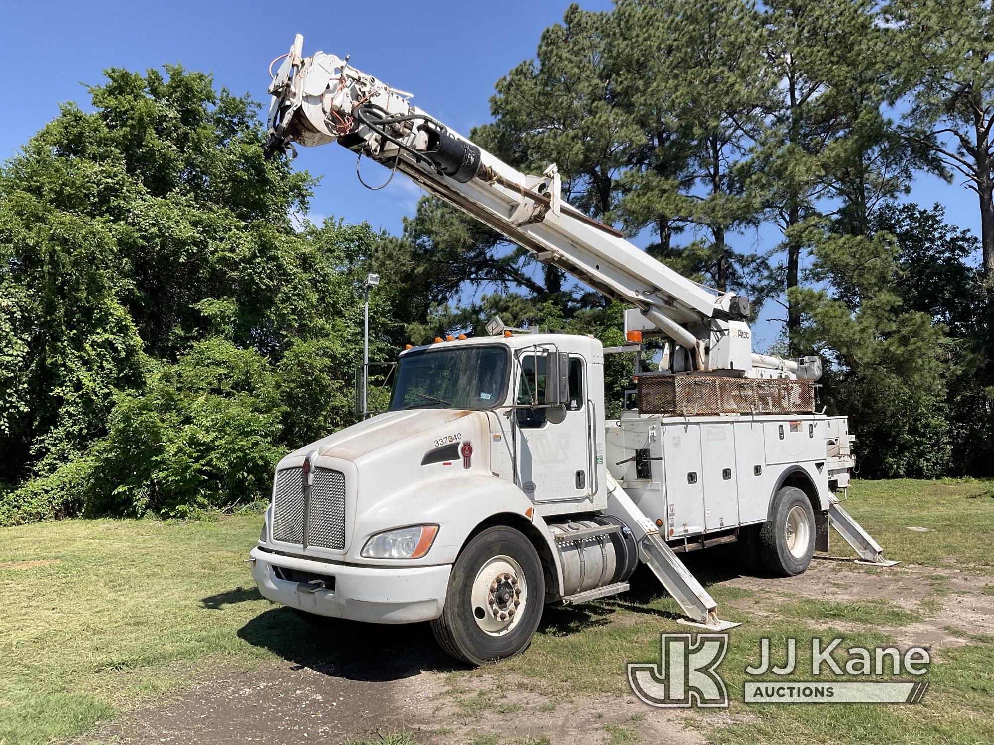 (Cypress, TX) Altec DC47-TR, Digger Derrick rear mounted on 2015 Kenworth T370 Utility Truck Runs, M