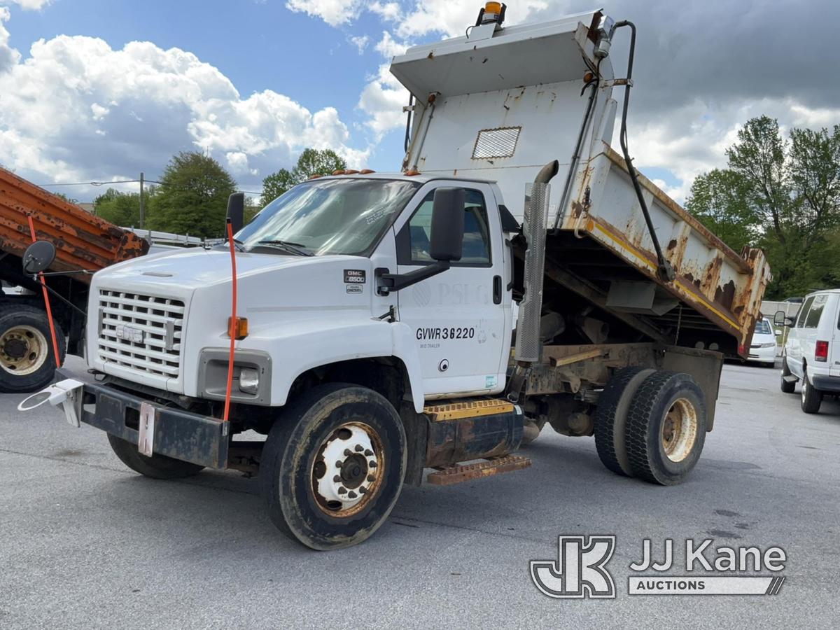 (Chester Springs, PA) 2009 GMC C8500 Dump Truck Runs, Moves & Dump Operates, Engine Light On, Body &