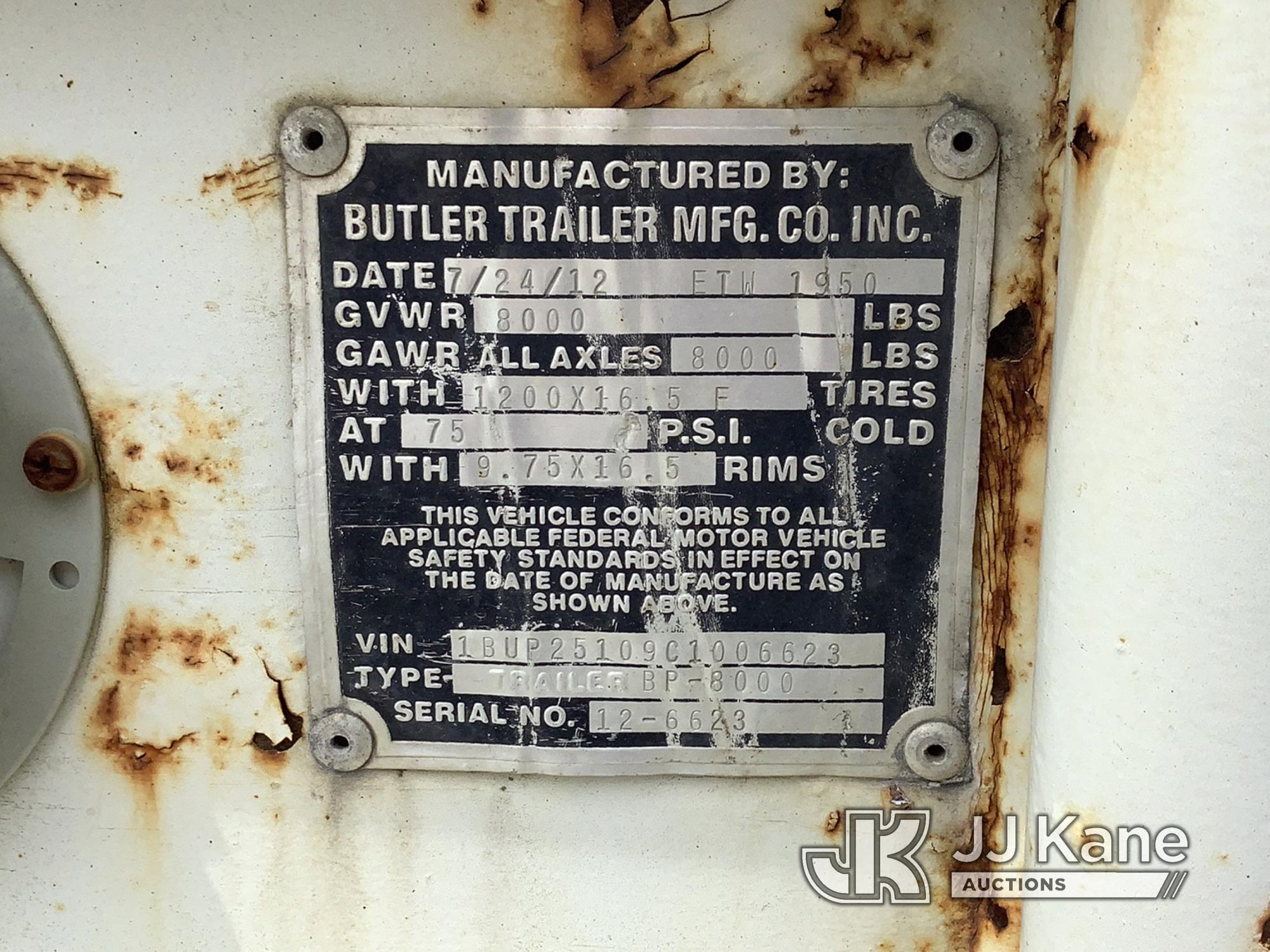 (Harmans, MD) 2012 Butler BP8000 S/A Pole/Material Trailer GVWR 8K, Rust Damage