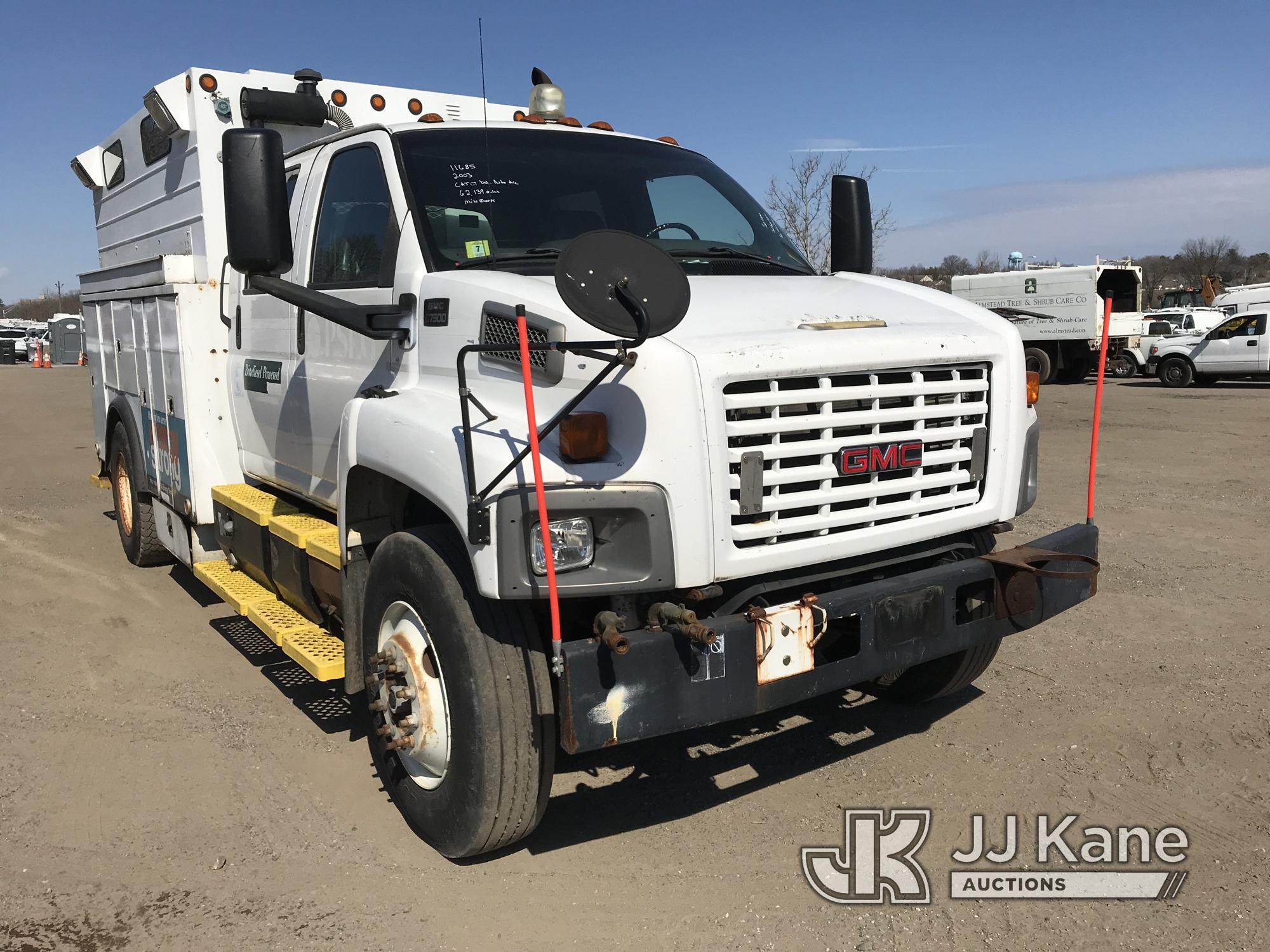 (Plymouth Meeting, PA) 2003 GMC C7500 Crew-Cab Enclosed Utility Truck Runs & Moves, Check Engine Lig