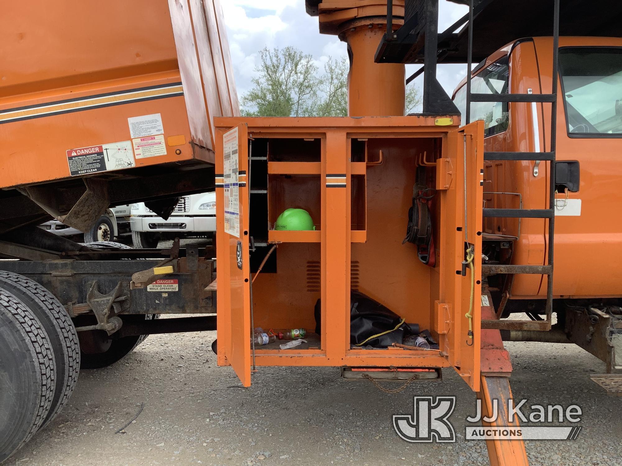 (Smock, PA) Altec LRV55, Over-Center Bucket Truck mounted behind cab on 2010 Ford F750 Chipper Dump