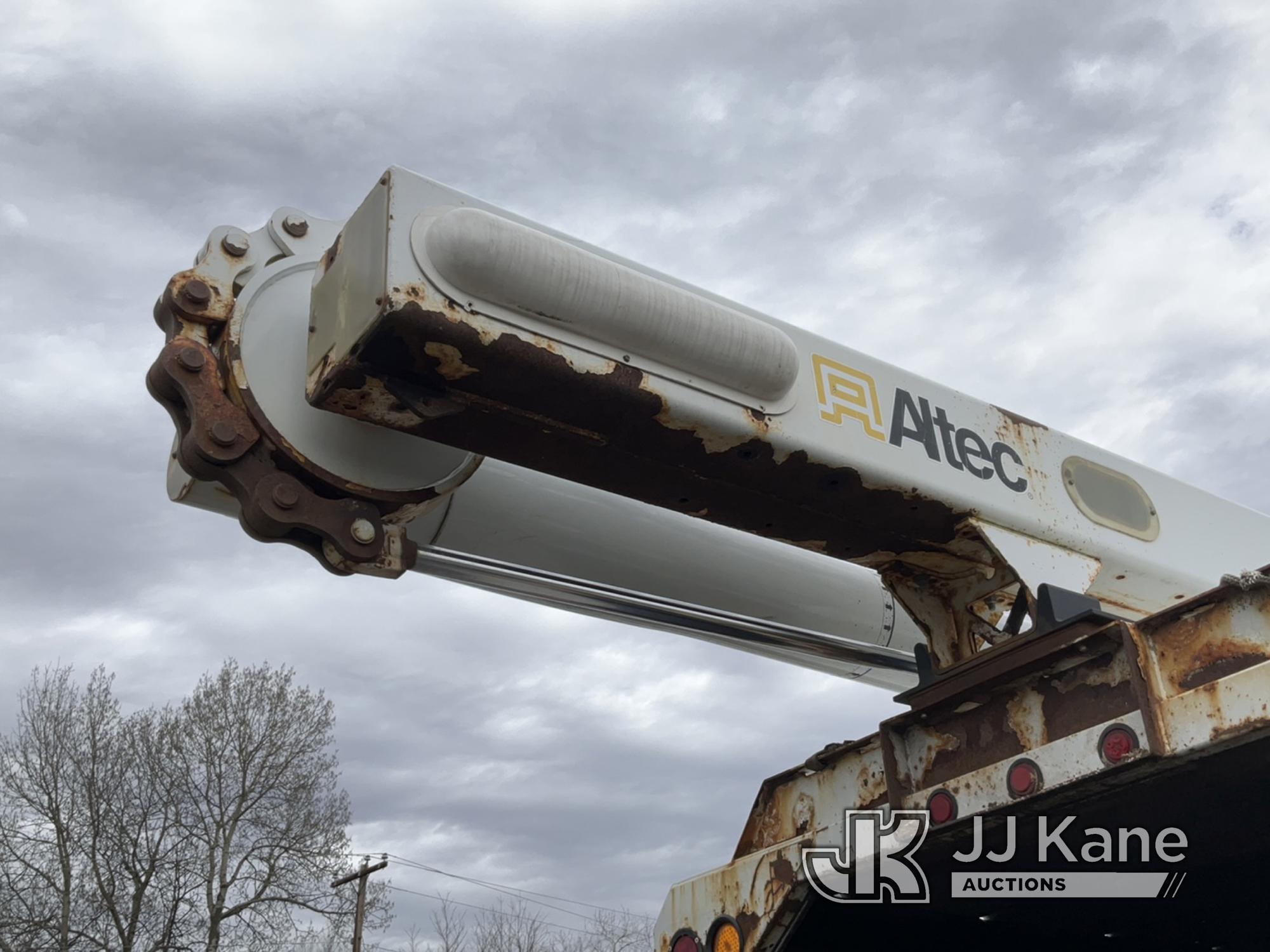 (Plains, PA) Altec LR7-60E70, Over-Center Elevator Bucket Truck mounted behind cab on 2015 Freightli