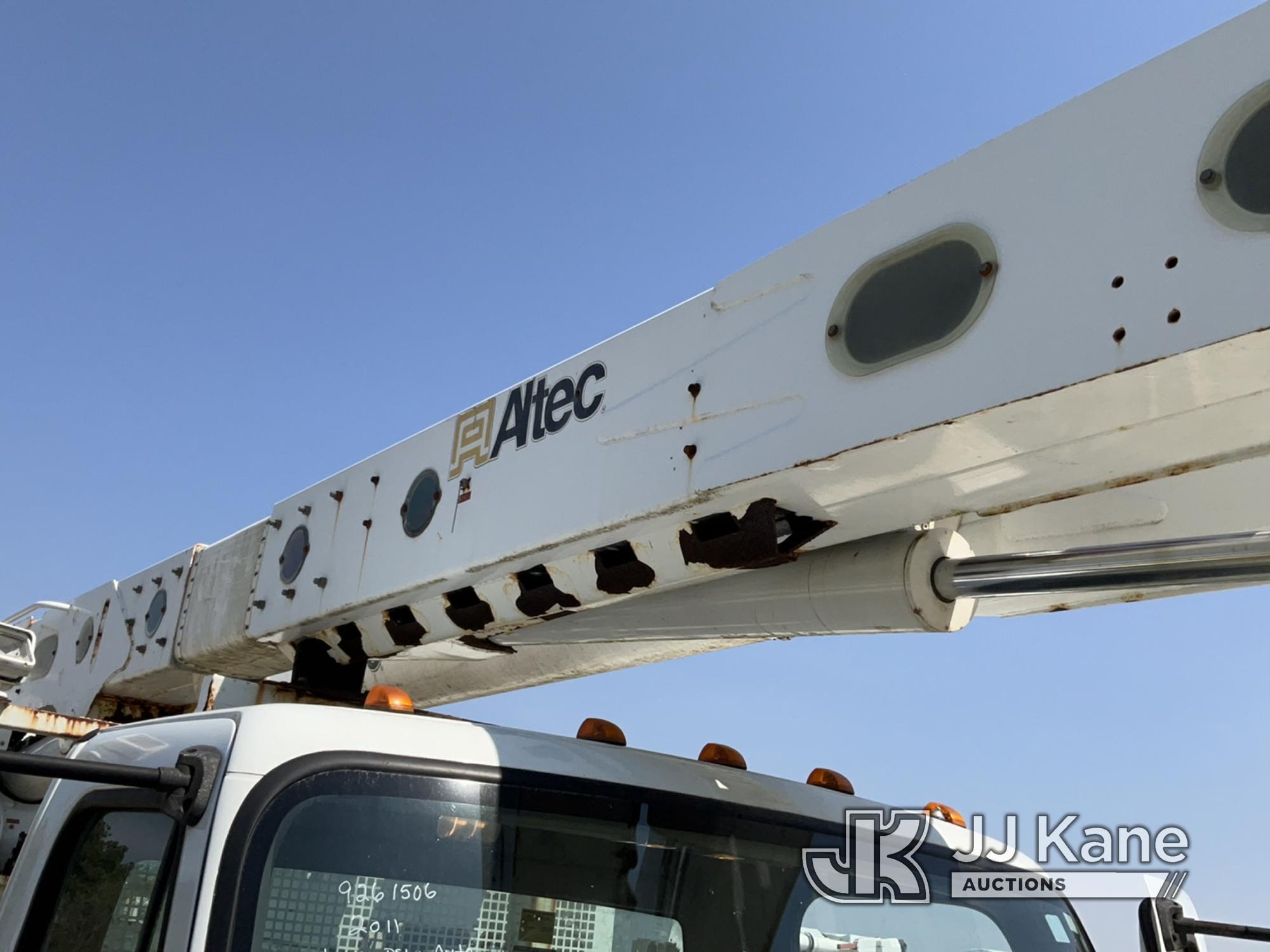 (Bellport, NY) Altec AM55, Over-Center Material Handling Bucket rear mounted on 2011 Freightliner M2